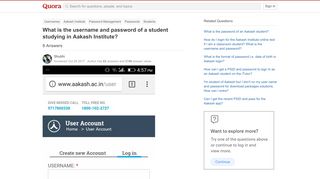 
                            1. What is the username and password of a student studying in Aakash ...