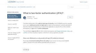 
                            4. What is two-factor authentication (2FA)? – ICONOMI Help Center