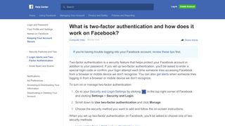 
                            6. What is two-factor authentication and how does it work? | Facebook ...