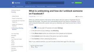 
                            1. What is unblocking and how do I unblock someone? | Facebook ...