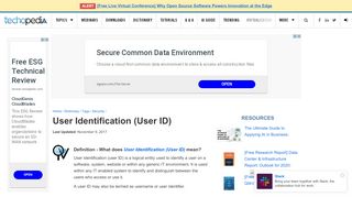 
                            8. What is User Identification (User ID)? - Definition from Techopedia