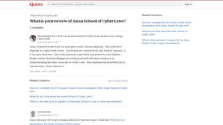 
                            8. What is your review of Asian School of Cyber Laws? - Quora