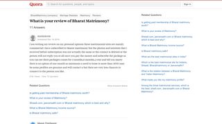 
                            12. What is your review of Bharat Matrimony? - Quora