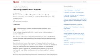 
                            8. What is your review of ClearTax? - Quora