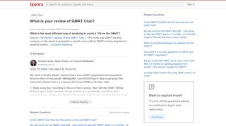 
                            9. What is your review of GMAT Club? - Quora