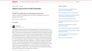 
                            12. What is your review of JRS Tutorials? - Quora