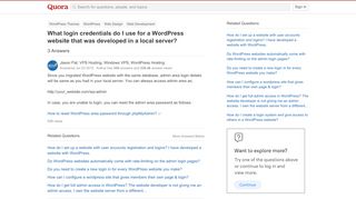 
                            3. What login credentials do I use for a WordPress website that was ...