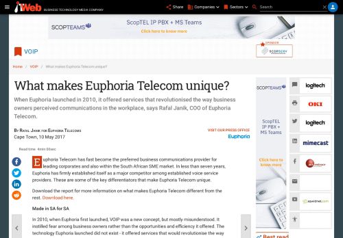 
                            5. What makes Euphoria Telecom unique? | ITWeb