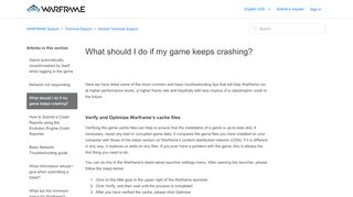 
                            10. What should I do if my game keeps crashing? – WARFRAME Support