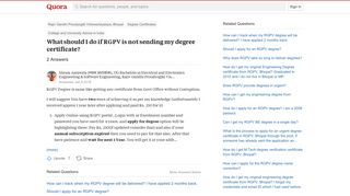 
                            8. What should I do if RGPV is not sending my degree certificate? - Quora