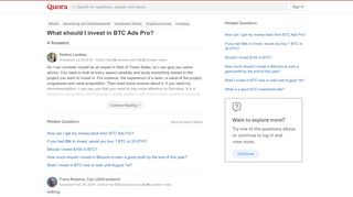 
                            10. What should I invest in BTC Ads Pro? - Quora