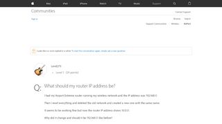 
                            2. What should my router IP address be? - Apple Community - Apple ...