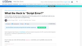 
                            7. What the Heck Is “Script Error?” - DZone Web Dev