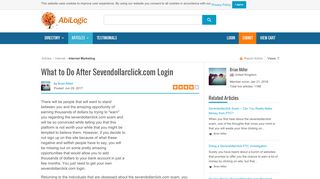 
                            10. What to Do After Sevendollarclick.com Login - Articles - AbiLogic