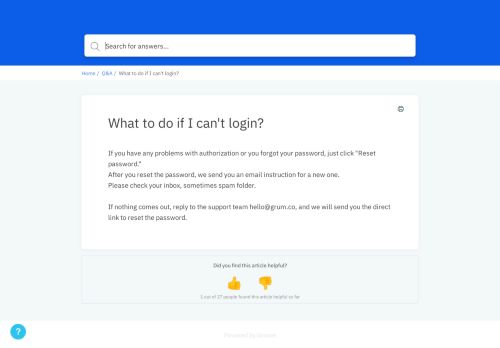 
                            3. What to do if I can't login? | Grum