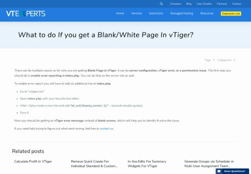 
                            9. What to do If you get a Blank/White Page In vTiger? - VTiger Experts