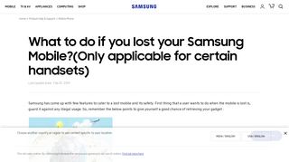 
                            4. What to do if you lost your Samsung Mobile?(Only applicable for ...