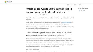 
                            10. What to do when users cannot log in to Yammer on Android devices ...