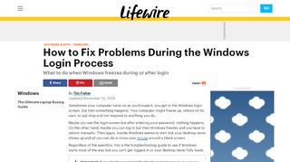 
                            2. What to Do When Windows Freezes During or After Login - Lifewire
