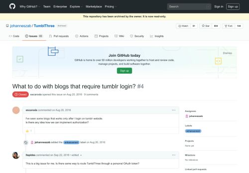 
                            7. What to do with blogs that require tumblr login? · Issue #4 ... - GitHub