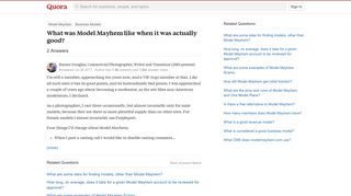 
                            9. What was Model Mayhem like when it was actually good? - Quora