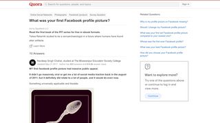 
                            2. What was your first Facebook profile picture? - Quora