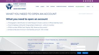 
                            9. What you need to open an account - First Choice Credit Union