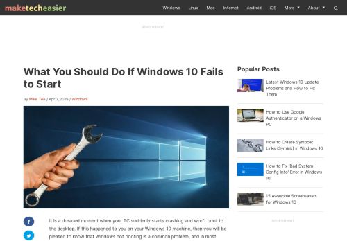 
                            4. What You Should Do If Windows 10 Fails to Start - Make Tech Easier