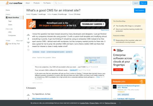 
                            5. What's a good CMS for an intranet site? - Stack Overflow
