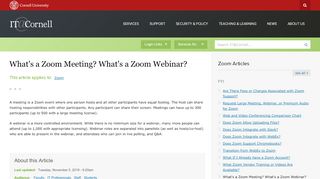 
                            8. What's a Zoom Meeting? What's a Zoom Webinar? | IT@Cornell