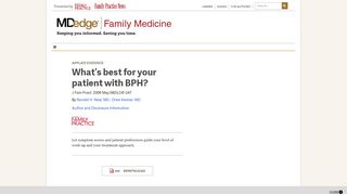 
                            11. What's best for your patient with BPH? | MDedge Family Medicine