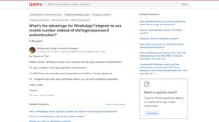
                            13. What's the advantage for WhatsApp/Telegram to use mobile number ...