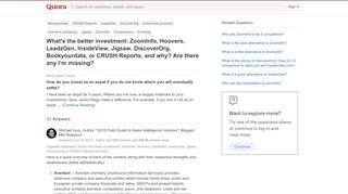 
                            10. What's the better investment: ZoomInfo, Hoovers, LeadzGen ...
