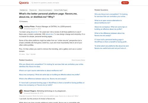 
                            7. What's the better personal platform page: flavors.me, about.me, or ...