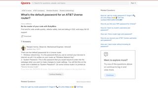 
                            13. What's the default password for an AT&T Uverse router? - Quora