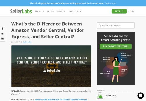 
                            10. What's the Difference Between Amazon Vendor Central ... - Seller Labs