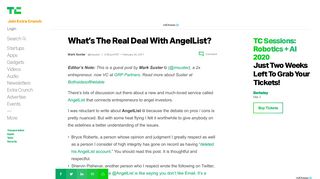 
                            10. What's The Real Deal With AngelList? | TechCrunch