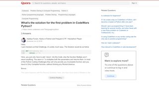
                            4. What's the solution for the first problem in CodeWars Python? - Quora