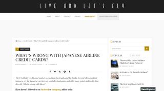 
                            13. What's Wrong With Japanese Airline Credit Cards? - Live and Let's Fly