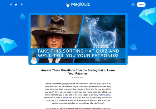 
                            5. What's Your Patronus? Take This Sorting Hat Quiz to Find Out ...