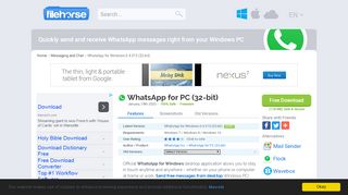 
                            10. WhatsApp Download (2019 Latest) for Windows 10, 8, 7 - FileHorse