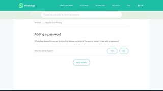 
                            2. WhatsApp FAQ - Adding a password