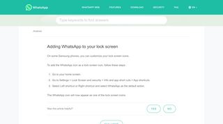 
                            1. WhatsApp FAQ - Adding WhatsApp to your lock screen