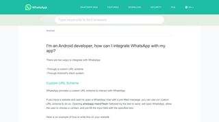 
                            4. WhatsApp FAQ - I'm an Android developer, how can I integrate ...