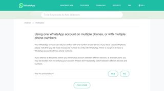 
                            1. WhatsApp FAQ - Using one WhatsApp account on multiple phones ...