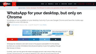 
                            10. WhatsApp for your desktop, but only on Chrome | ZDNet