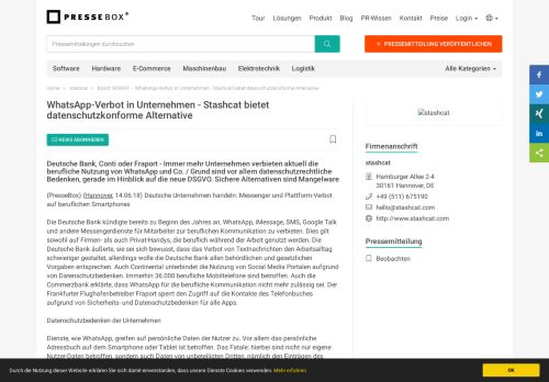 
                            9. WhatsApp-Verbot in Unternehmen - Stashcat bietet ... - PresseBox
