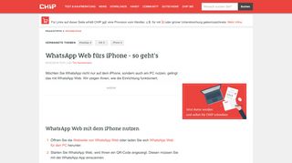 
                            1. WhatsApp Web fürs iPhone - so geht's - CHIP