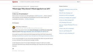 
                            11. WhatsApp: Why doesn't WhatsApp have an API? - Quora