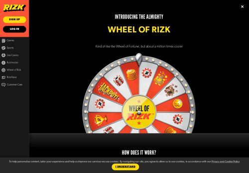 
                            7. Wheel of Rizk - Wager-Free Bonus Spins and Online Casino Rewards